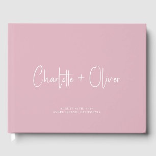 Minimalist Personalized Dusty Pink Wedding Guest Book