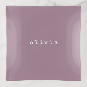 Minimalist Personalized Dusty Purple Elegant Gift Trinket Tray