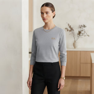 Minimalist Personalized Embroidered Long Sleeve T-Shirt