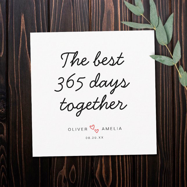 Minimalist Personalized First Wedding Anniversary Card (Front)