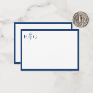 Minimalist Personalized Floral Monogram Note Card