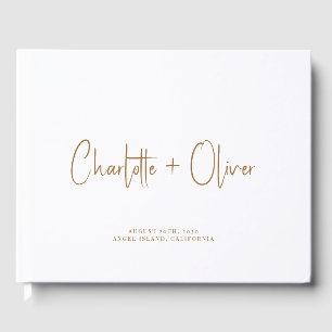Minimalist Personalized Gold Typography Wedding Guest Book