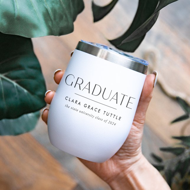 Minimalist Personalized Graduation Name & Year Thermal Wine Tumbler (Creator Uploaded)