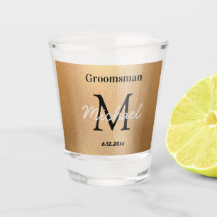 minimalist personalized  groomsmen gold luxury shot glass