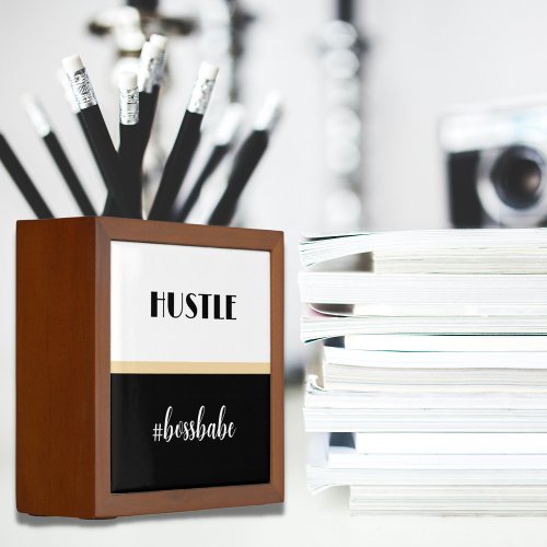 Minimalist Personalized Hustle Boss Babe Desk Organizer