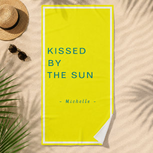 Minimalist Personalized Kissed by the Sun Beach Towel