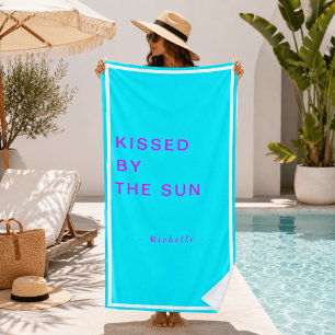 Minimalist Personalized Kissed by the Sun Beach Towel