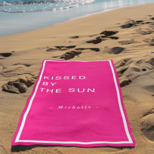 Minimalist Personalized Kissed by the Sun Beach Towel