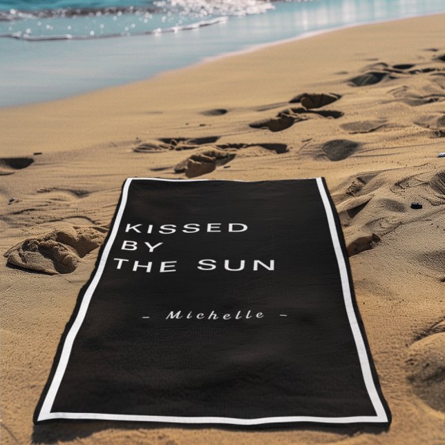 Minimalist Personalized Kissed by the Sun Beach Towel (Creator Uploaded)