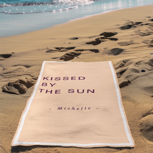 Minimalist Personalized Kissed by the Sun Beach Towel (Creator Uploaded)