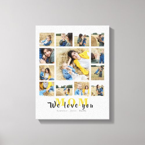 minimalist Personalized Love You Mom Family Photo Canvas Print