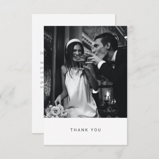 Minimalist Personalized Message Chic Photo Wedding Thank You Card (Front/Back)