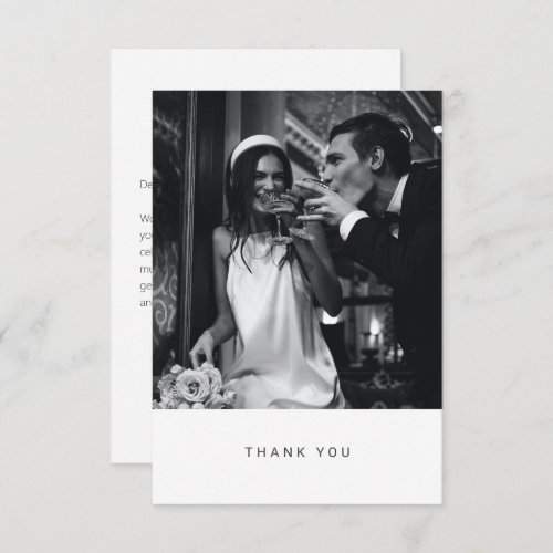 Minimalist Personalized Message Chic Photo Wedding Thank You Card