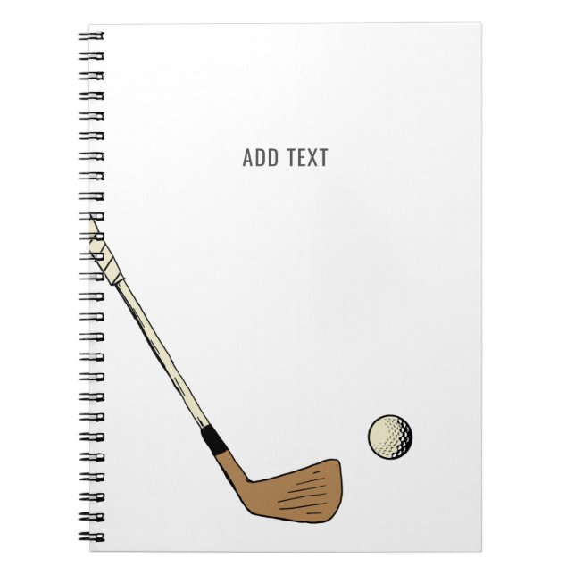 Minimalist Personalized Modern Vintage Golf  Notebook (Front)