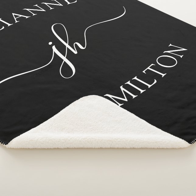 Minimalist Personalized Monogam Name Sherpa Blanket (3/4)