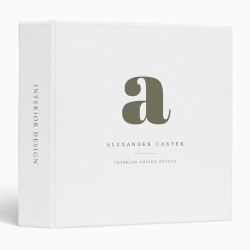 Minimalist Personalized Monogram Custom Name 3 Ring Binder