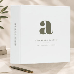 Minimalist Personalized Monogram Custom Name 3 Ring Binder
