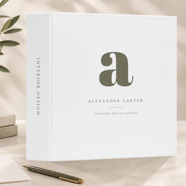 Minimalist Personalized Monogram Custom Name 3 Ring Binder (Creator Uploaded)