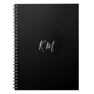 Minimalist personalized monogram initials black  notebook