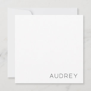 Minimalist Personalized Monogram Name Black Note Card