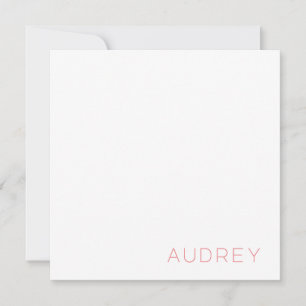 Minimalist Personalized Monogram Name Pink Note Card