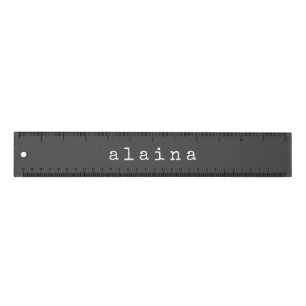 Minimalist Personalized Name Black Typographic  Ruler
