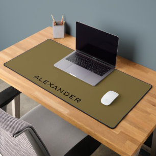 Minimalist personalized name brown &black desk mat