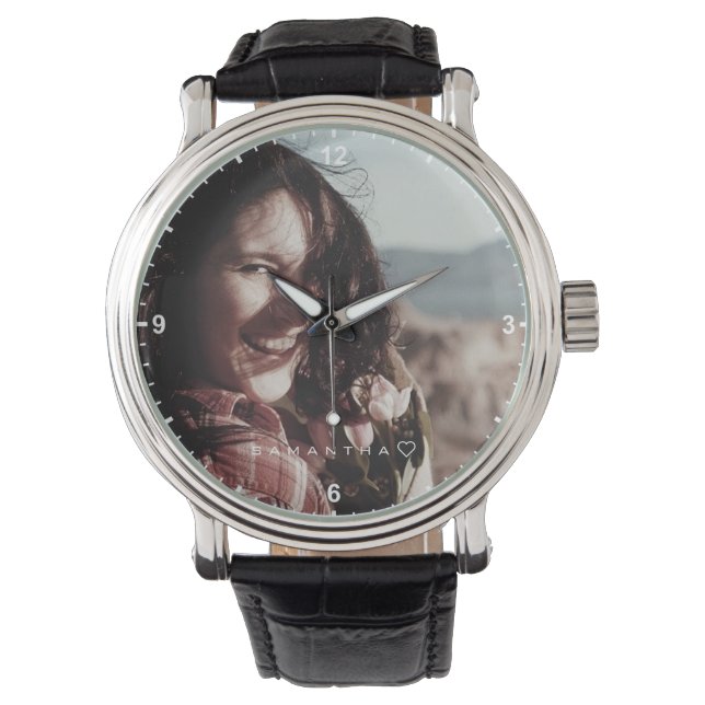 Minimalist Personalized Name Photograph Template  Watch (Front)