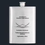 Minimalist Personalized Outdoor Bachelor Party  Flask<br><div class="desc">Minimalist Personalized Outdoor Bachelor Party Flask
This modern minimalist design features a mountain outline combined with antlers and classy block letters. Perfect gifts for the bachelor or wedding parties. Personalize with your event information.</div>