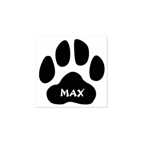Minimalist Personalized Paw Print Rubber Stamp Max