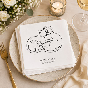 Minimalist Personalized Pet Cat Wedding Napkins