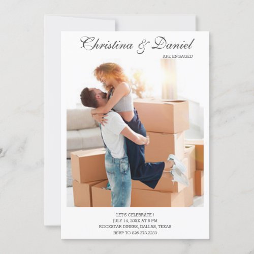 Minimalist Personalized Photo Engagement Party Invitation