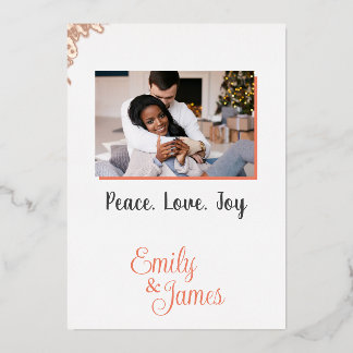 Minimalist Personalized Photo Foil Chrismast Card