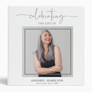 Minimalist Personalized Photo Memorial Remembrance 3 Ring Binder