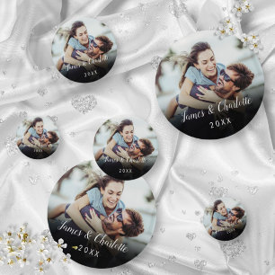 Minimalist Personalized Photo Script Name Date Confetti