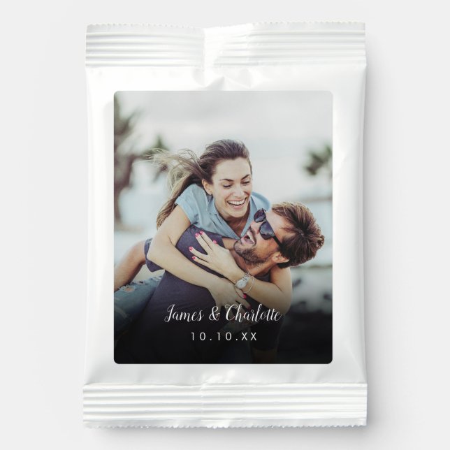 Minimalist Personalized Photo Script Name Date Hot Chocolate Drink Mix (Front)