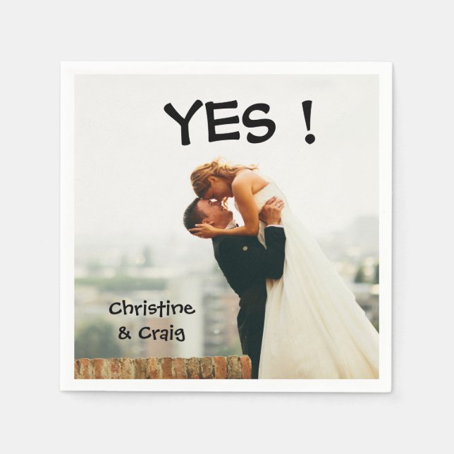 Minimalist Personalized Photo Script Name Date Nap Napkins (Front)