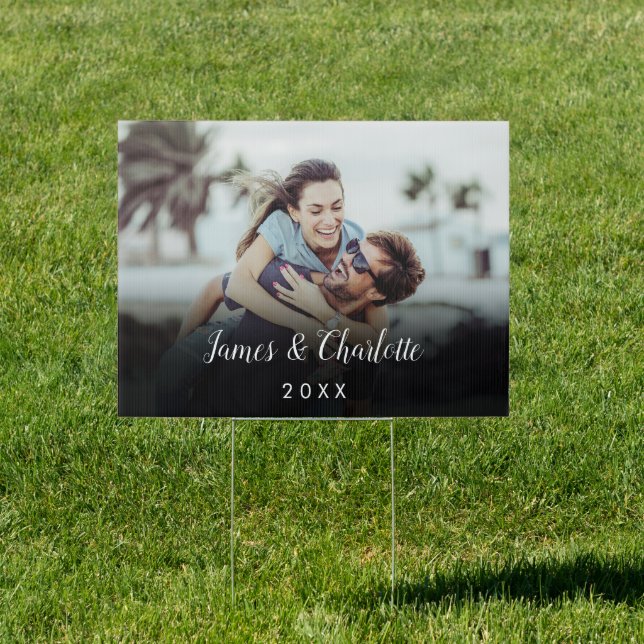 Minimalist Personalized Photo Script Name Date Sign (Insitu)