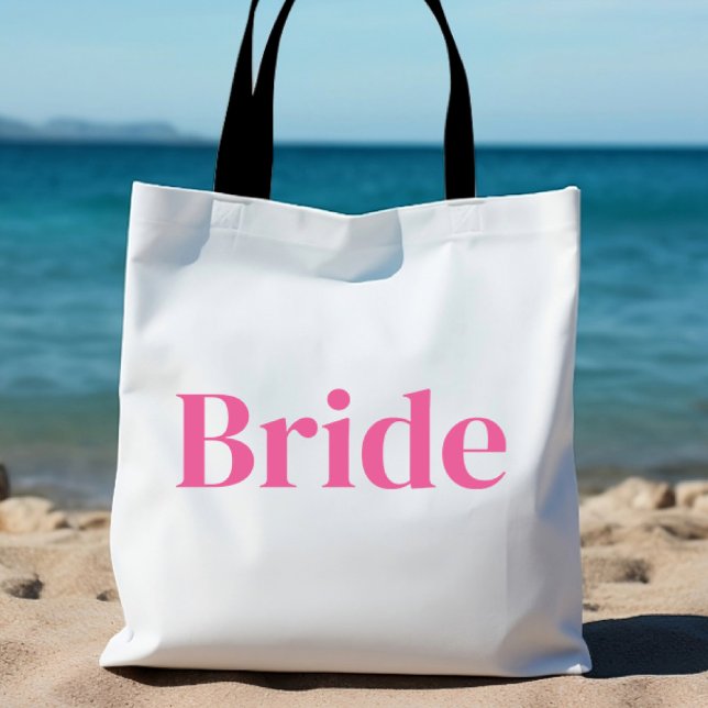 Minimalist Personalized Pink Bride Bachelorette  Tote Bag (Creator Uploaded)