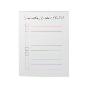 Minimalist Personalized Rainbow Checklist Notepad