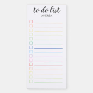 Minimalist Personalized Rainbow To Do List Magnetic Notepad