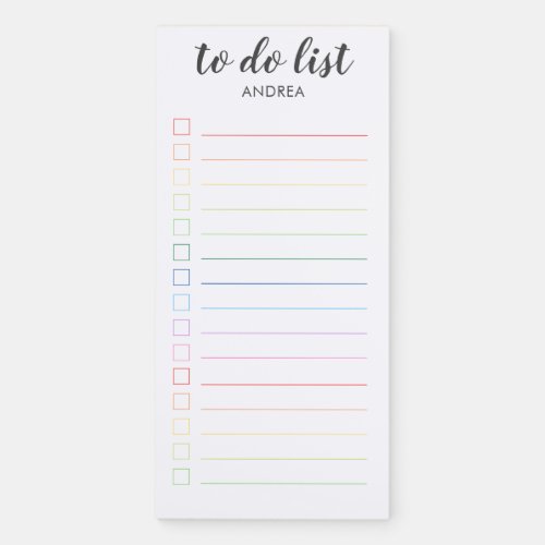 Minimalist Personalized Rainbow To Do List Magnetic Notepad