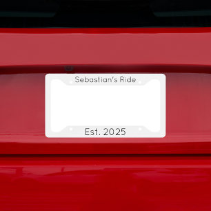 Minimalist Personalized Ride License Plate Frame