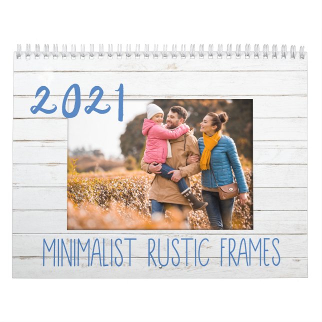 Minimalist Personalized Rustic Photo Frames Calendar (Cover)