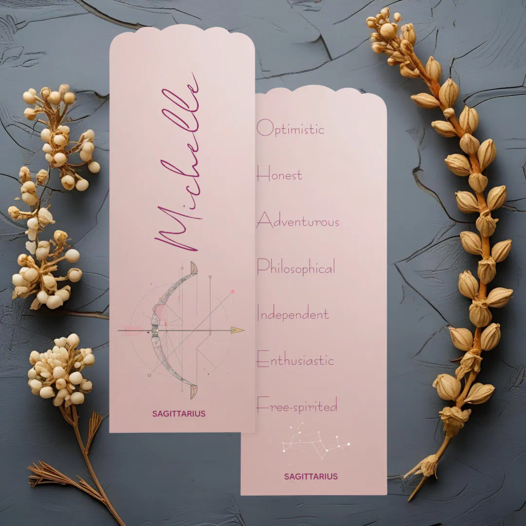 Minimalist Personalized Sagittarius Bookmark
