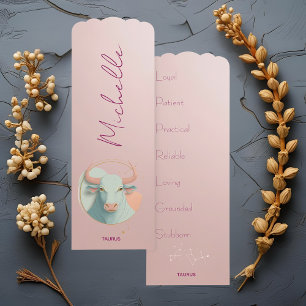 Minimalist Personalized Taurus Bookmark