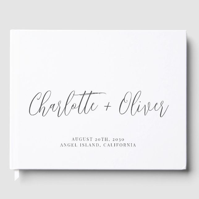 Minimalist Personalized Typography Wedding Guest Book (Front)