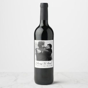 Minimalist Personalized Wedding Photo Favor Wine Label