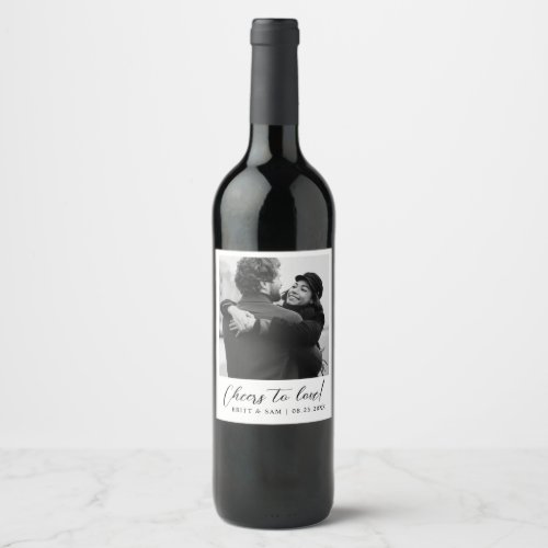 Minimalist Personalized Wedding Photo Favor  Wine Label