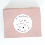 Minimalist Personalized Wedding Thank You Favor Classic Round Sticker<br><div class="desc">Minimalist Personalized Wedding Thank You Favor Stickers</div>